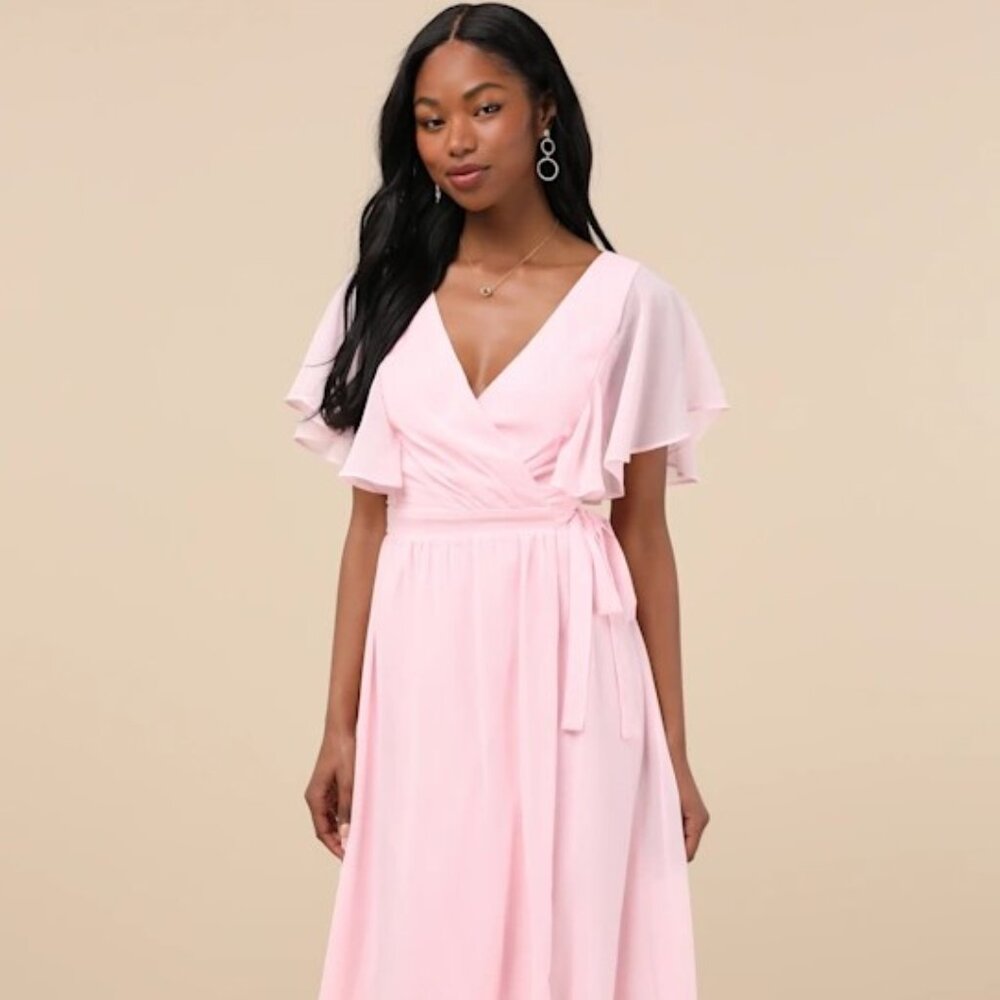 NEW WITH TAGS - Pink Wedding Guest/Bridesmaid Dress - Flutter Sleeves